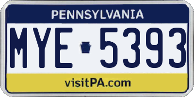 PA license plate MYE5393