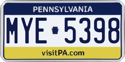 PA license plate MYE5398