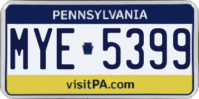 PA license plate MYE5399