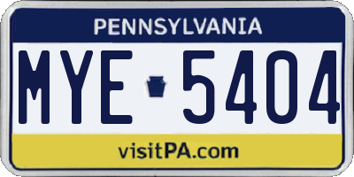 PA license plate MYE5404
