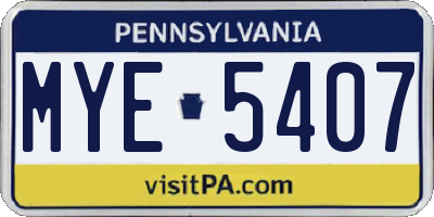 PA license plate MYE5407