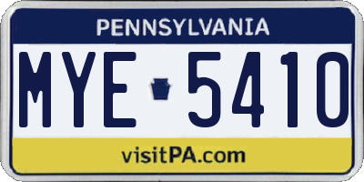 PA license plate MYE5410