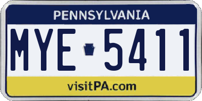 PA license plate MYE5411