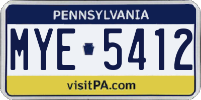 PA license plate MYE5412