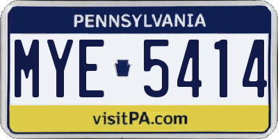 PA license plate MYE5414