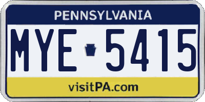 PA license plate MYE5415