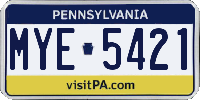 PA license plate MYE5421