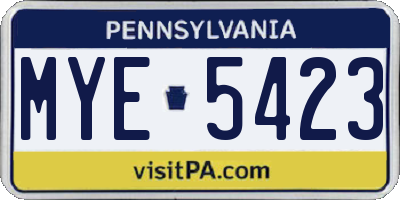 PA license plate MYE5423