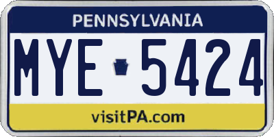 PA license plate MYE5424