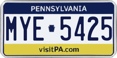 PA license plate MYE5425