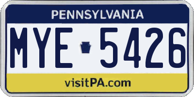 PA license plate MYE5426