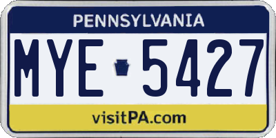 PA license plate MYE5427