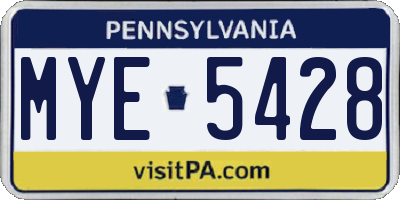 PA license plate MYE5428