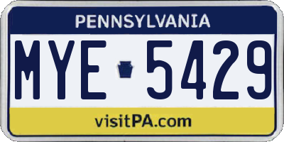 PA license plate MYE5429