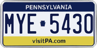 PA license plate MYE5430