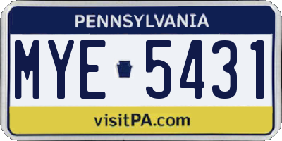 PA license plate MYE5431