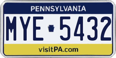 PA license plate MYE5432