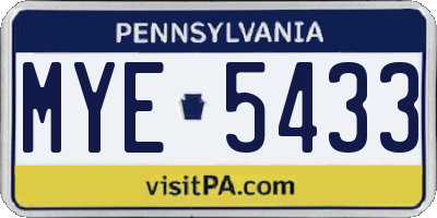 PA license plate MYE5433