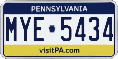 PA license plate MYE5434