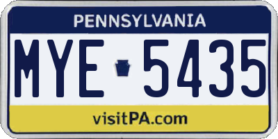 PA license plate MYE5435