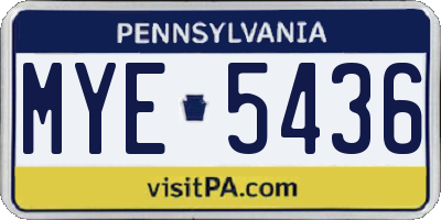 PA license plate MYE5436