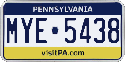 PA license plate MYE5438