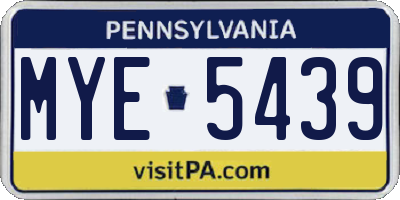 PA license plate MYE5439