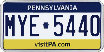 PA license plate MYE5440