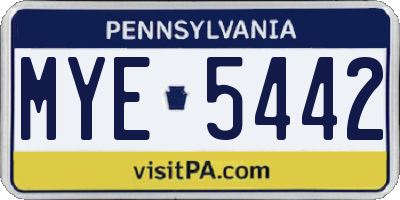 PA license plate MYE5442