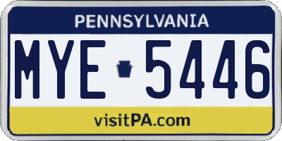 PA license plate MYE5446