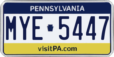 PA license plate MYE5447