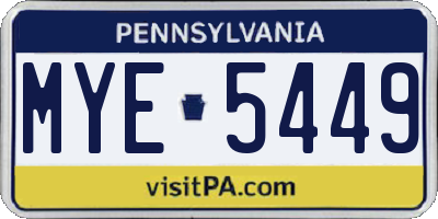PA license plate MYE5449