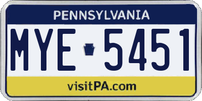 PA license plate MYE5451