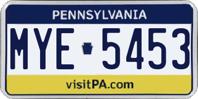 PA license plate MYE5453