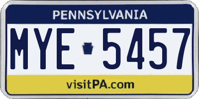 PA license plate MYE5457