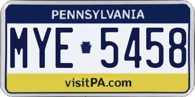PA license plate MYE5458