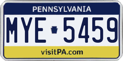 PA license plate MYE5459