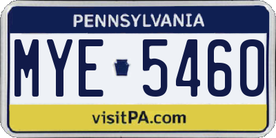 PA license plate MYE5460
