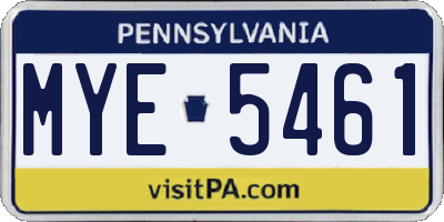 PA license plate MYE5461