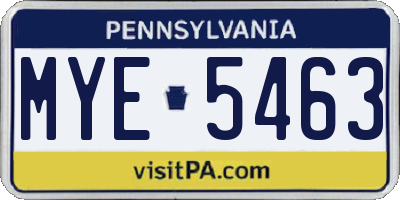 PA license plate MYE5463