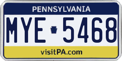 PA license plate MYE5468