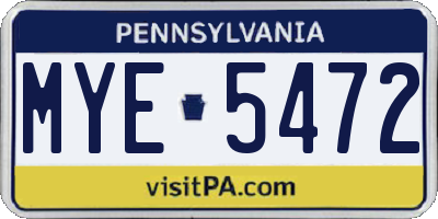 PA license plate MYE5472