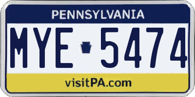 PA license plate MYE5474