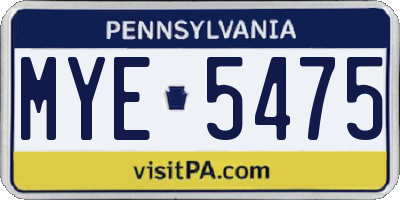 PA license plate MYE5475