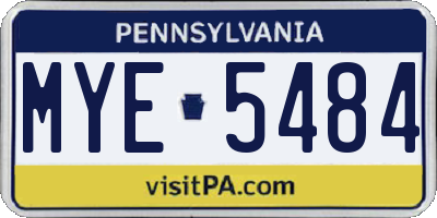 PA license plate MYE5484