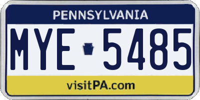 PA license plate MYE5485