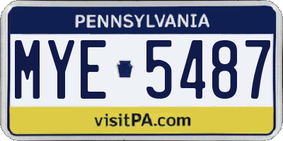 PA license plate MYE5487