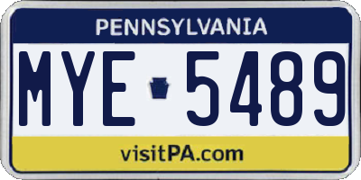 PA license plate MYE5489