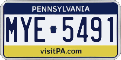 PA license plate MYE5491