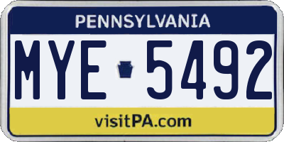 PA license plate MYE5492